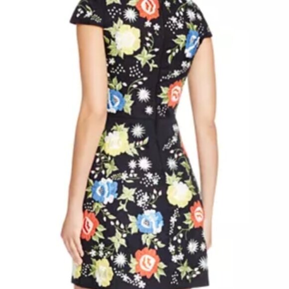 Alice + Olivia Ellen Black Floral Embroidered A-line Cotton Mini Dress $540 - Picture 4 of 13